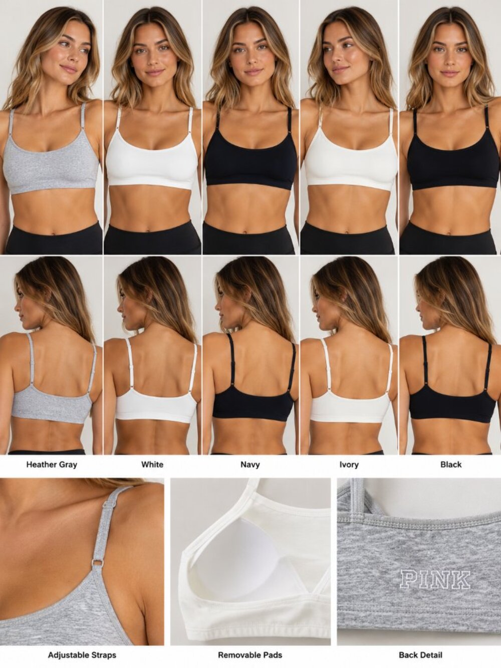 PINK Sports Bras – 5-Piece Bundle